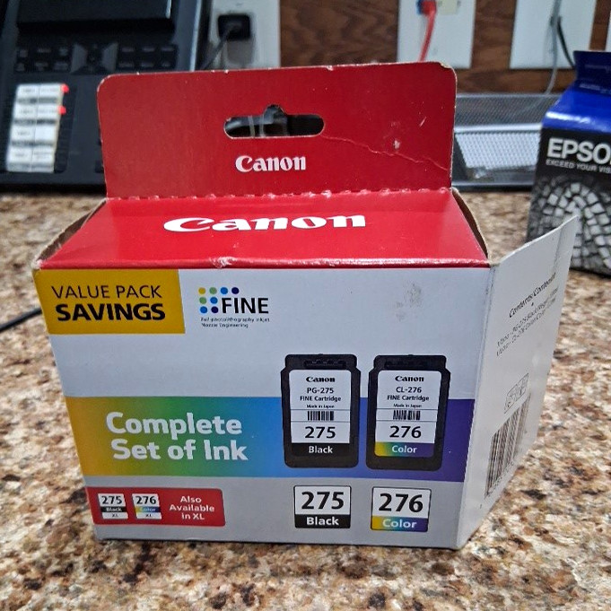 Canon PG-275 CL-276 Genuine Original Inkjet Cartridges Black Tri-Color Pack