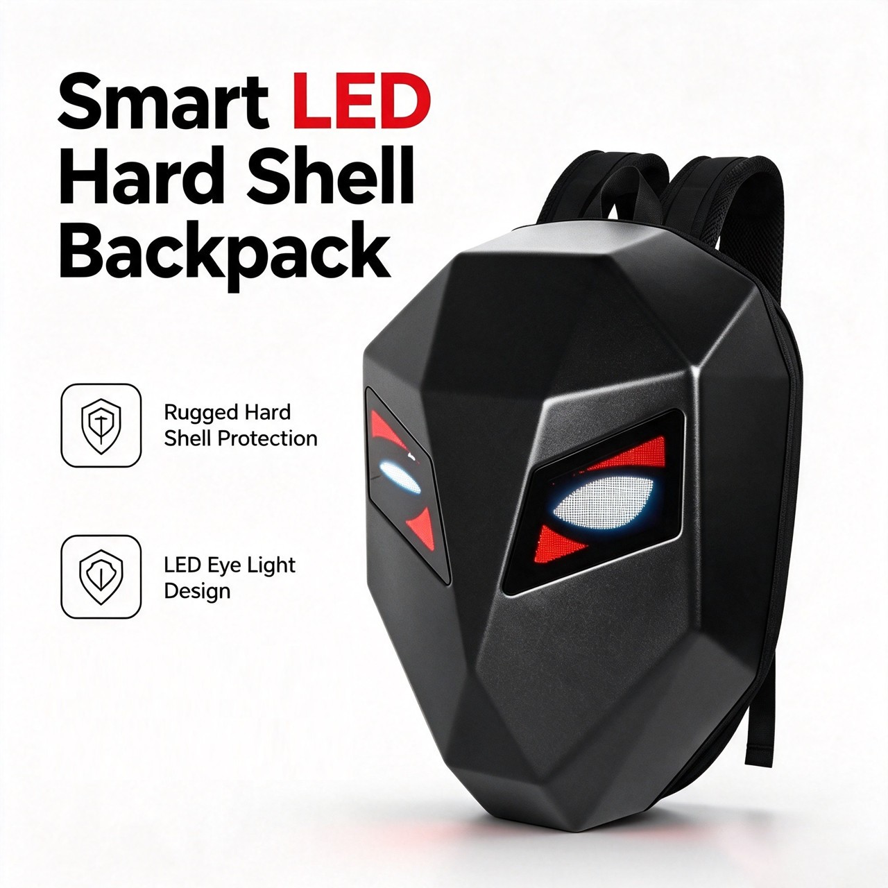 Smart LED Motorcycle Backpack APP Control 18" Hard Shell Waterproof Riding Bag