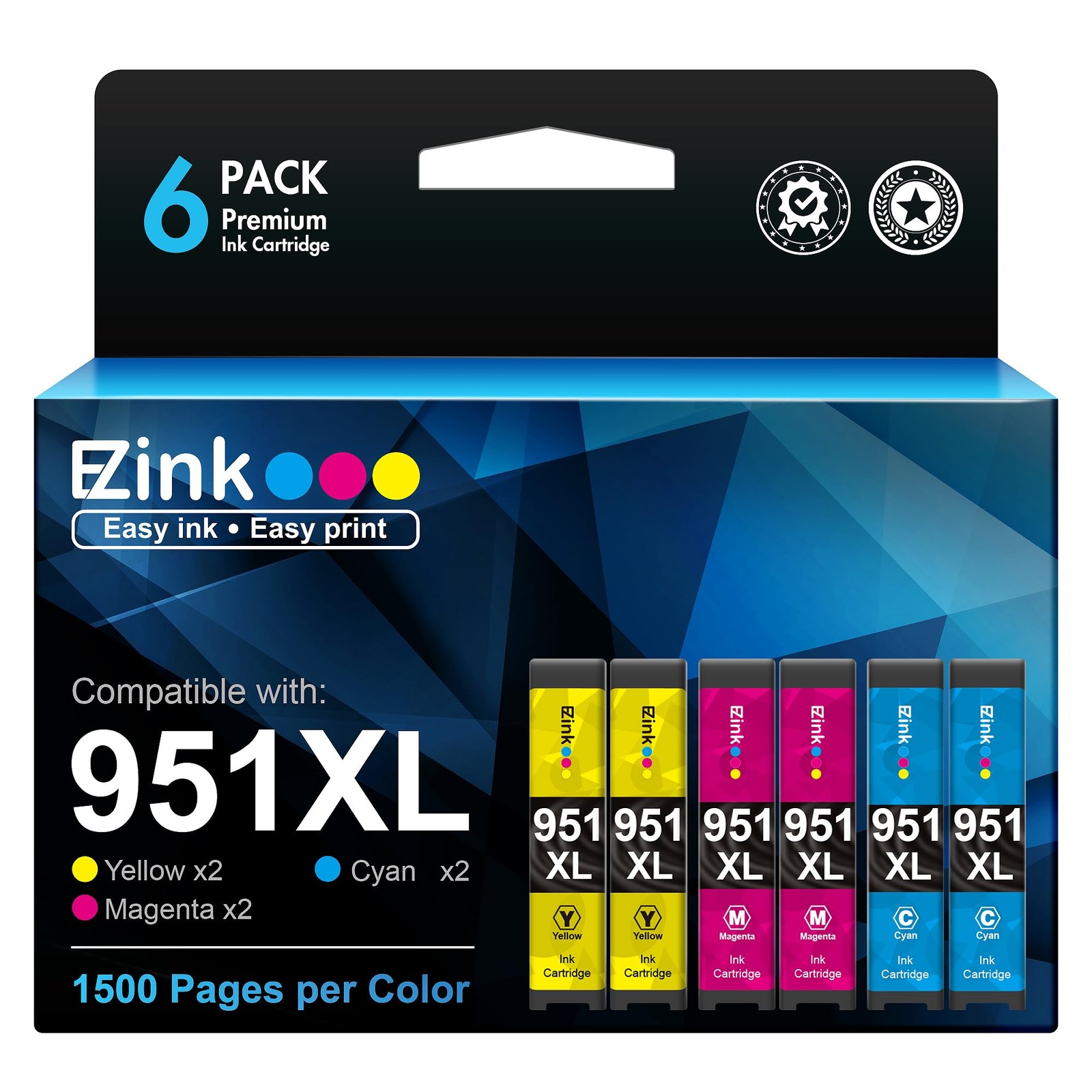 E Z Ink Compatible Hp 951Xl Ink Cartridge Combo Pack 6 Colors High Yield