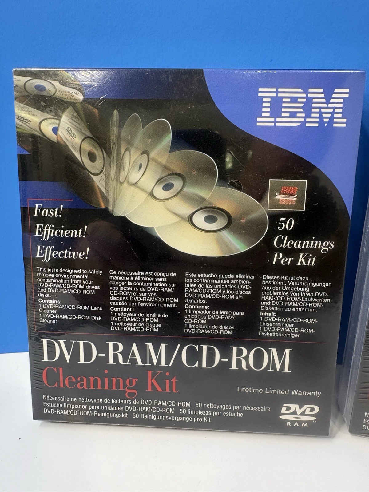IBM DVD-Ram CD-Rom Cleaning Kit New 19P0489 H5 50 Cleanings Each NOS NEW FS