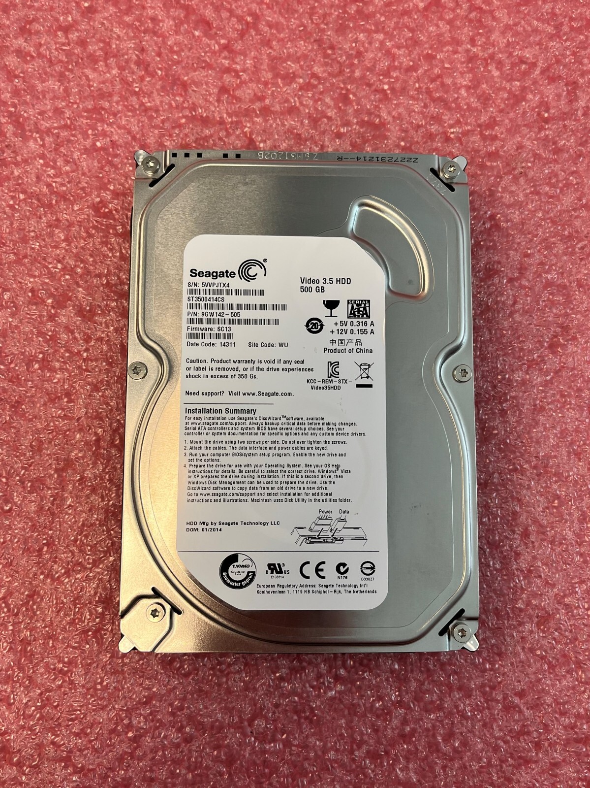 Seagate ST3500414CS 9GW142-505 500GB 16MB 5900RPM Video 3.5 HDD