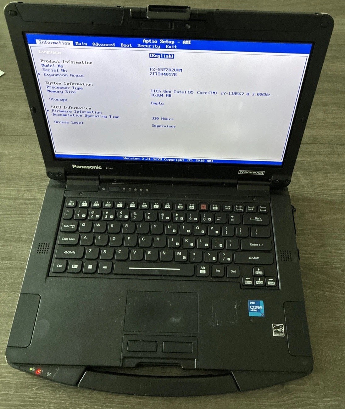 Panasonic Toughbook FZ-55 MK2, i7-1185G7- 16GB No SSD/Caddy/ 4G LTE Touch