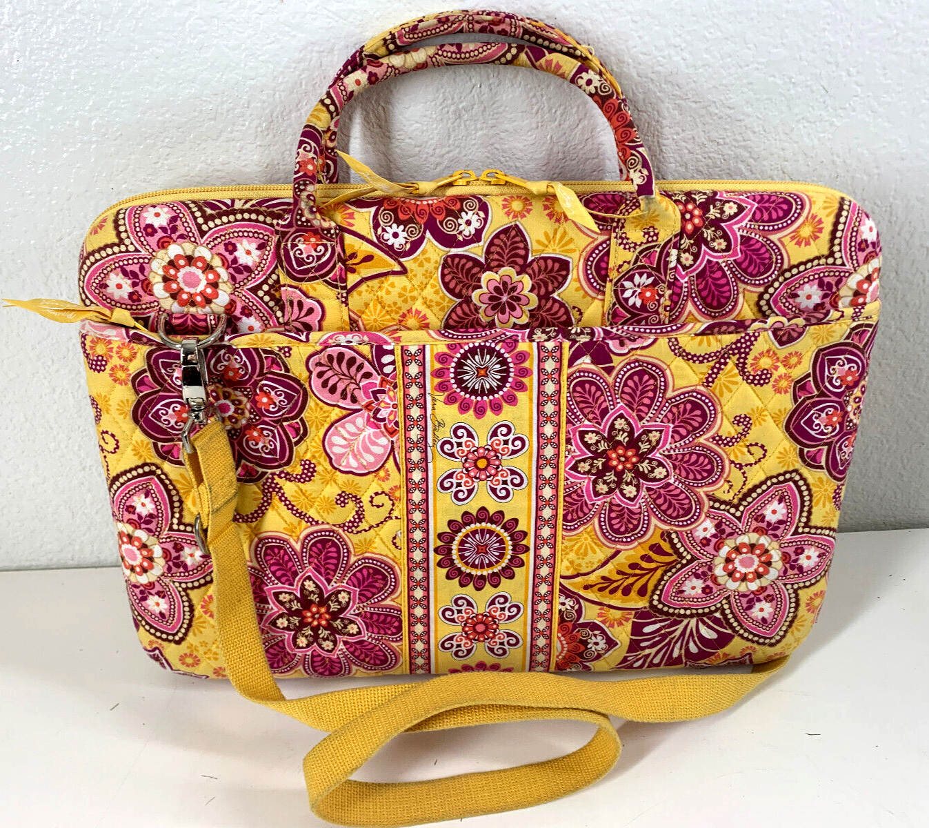 Vera Bradley Bali Gold Laptop Tablet Travel Bag Hard Shell Carry On Case