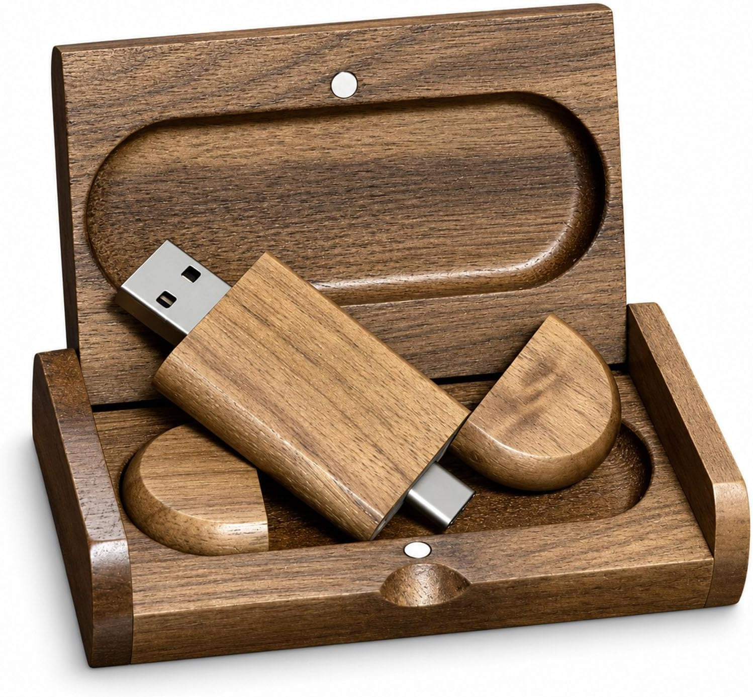 Wood USB C Flash Drive 128GB USB 3.0+USB C Thumb Drive with Box for Wedding