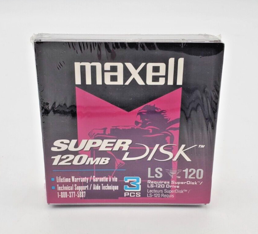 Maxell SuperDisk 120MB 3 Pack LS-120 Diskettes 3M Vintage Brand New Sealed