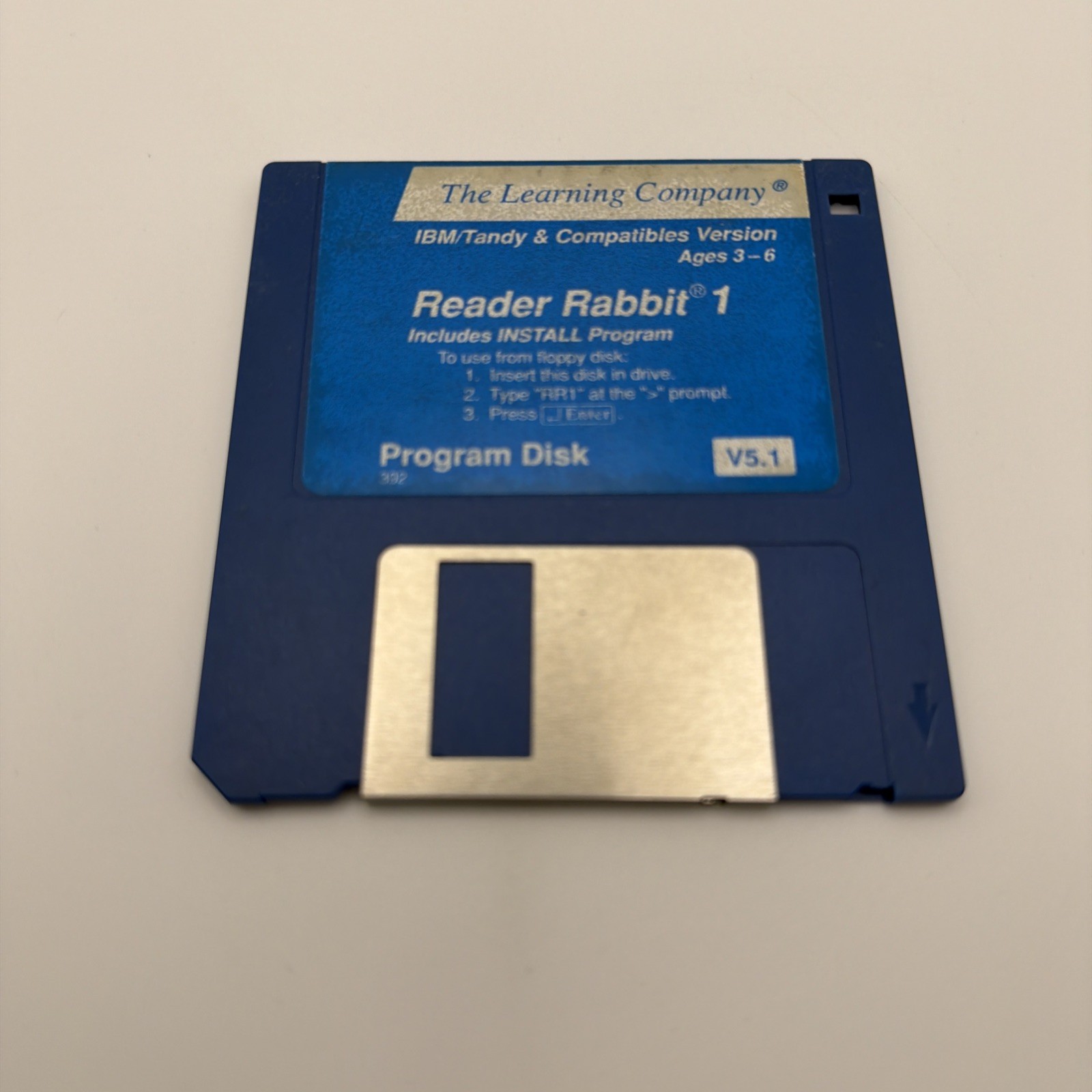 Vtg The Learning Company Reader Rabbit 1 v5.01 3.5"in Disk Diskette PC IBM/Tandy