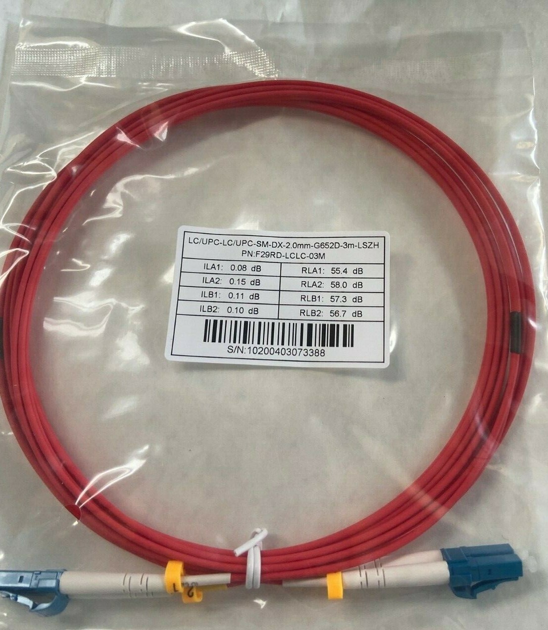 Fiber Optics Patch Cord Jumper SM SingleMode  LSZH Duplex 2mm Red LCLC 3M 