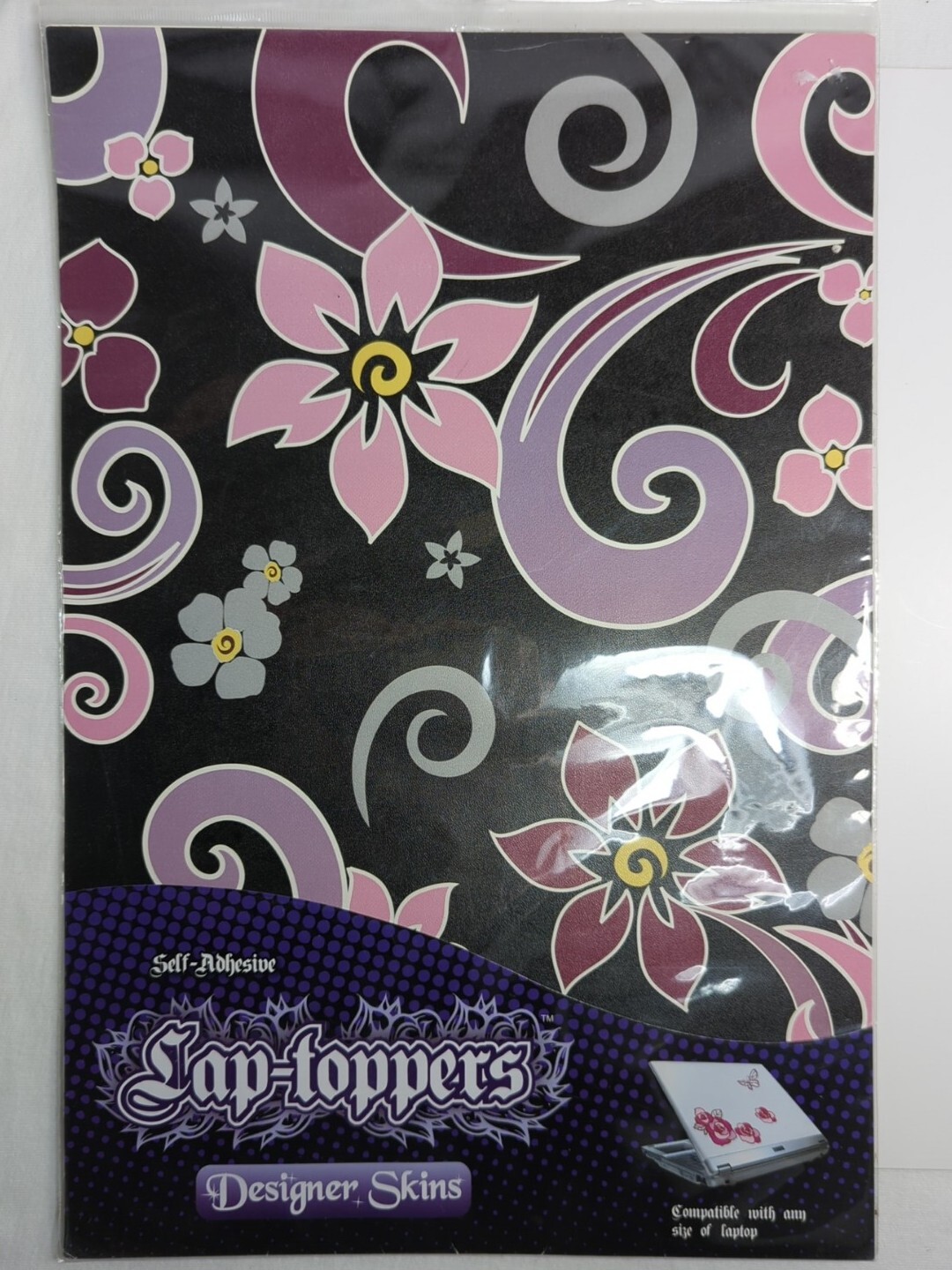 Laptop Skin Vinyl Decal Self Adhesive Floral Fits Any Laptop by Lap-Toppers