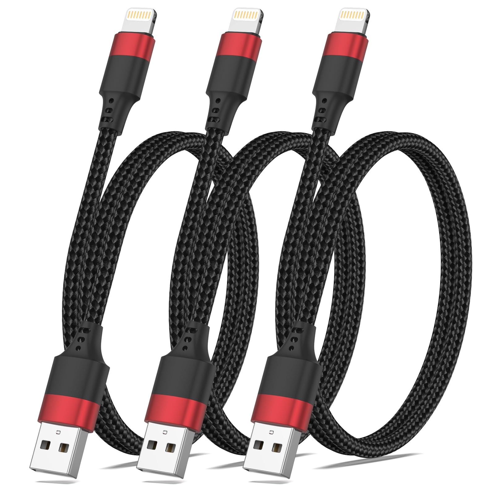 Vienceen 1.5ft Lightning Cord Braided, [MFi Certified] 18 Inch 1.5FT, Black