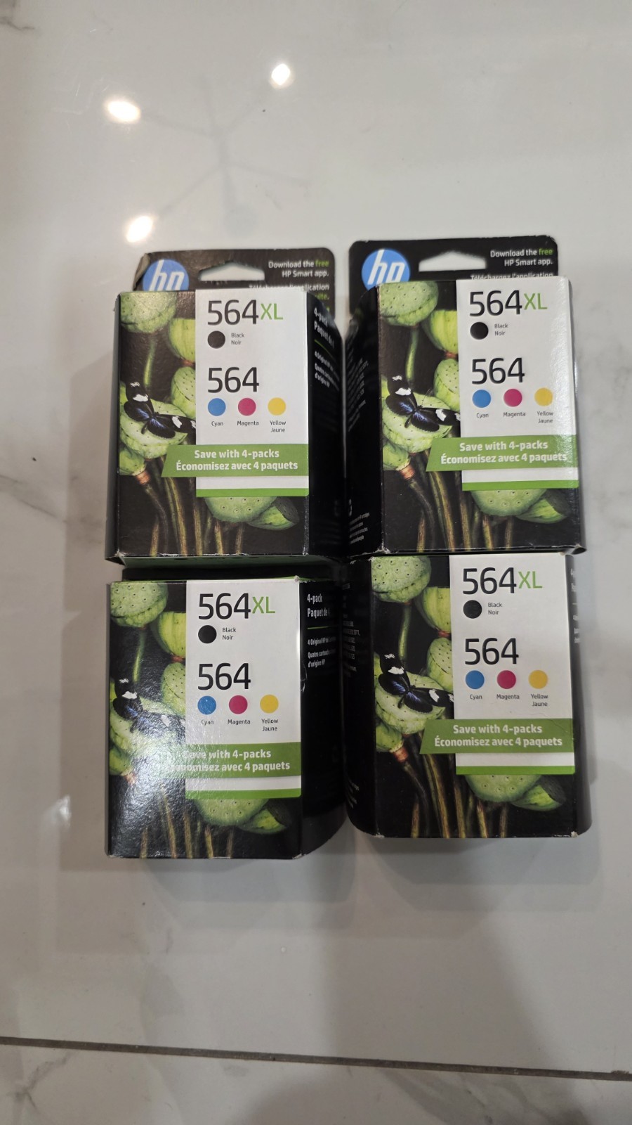 New HP 564XL 564 Black, Yellow, Cyan and Magenta Ink Cartridge 4-Pack Exp Nov 26