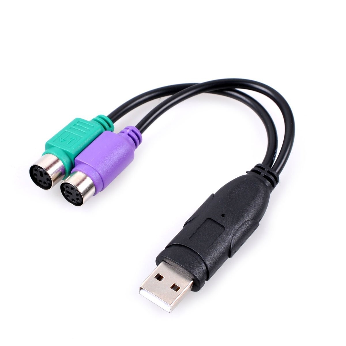 Perixx PERIPRO-401 PS2 to USB Adapter for Keyboard and Mouse - Built-in USB