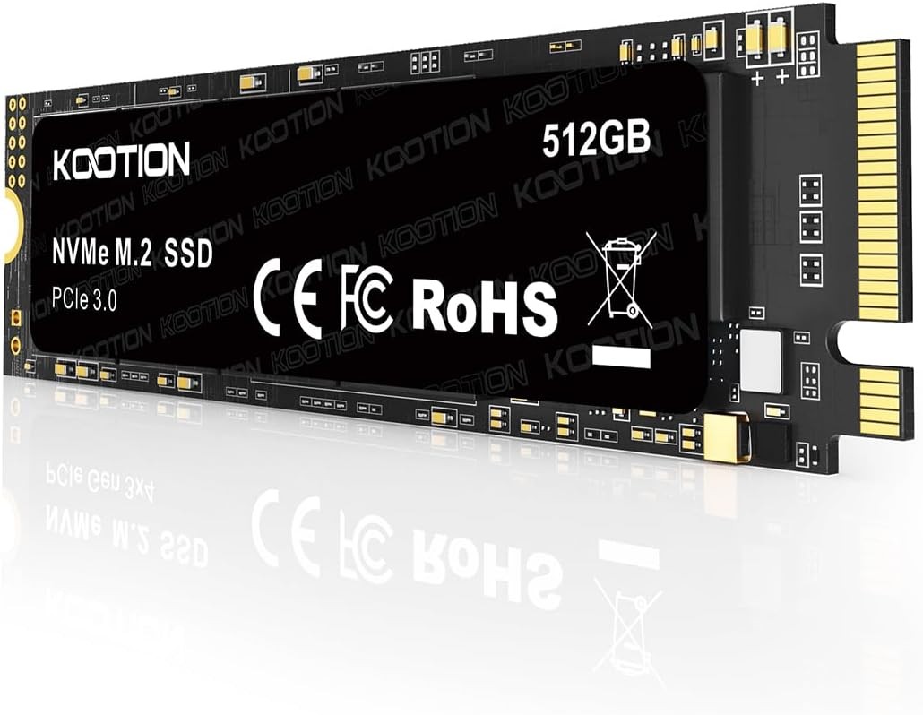 KOOTION 512GB PCle 3.0 NVMe M.2 SSD Internal Solid State Hard Drive to 3100MB/s