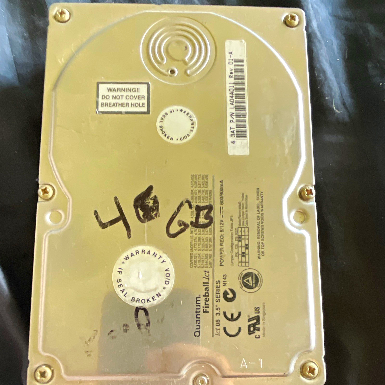 Quantum Fireball lct 4.3GB 3.5" IDE 5400RPM 512KB HDD LA040A011 UNTESTED