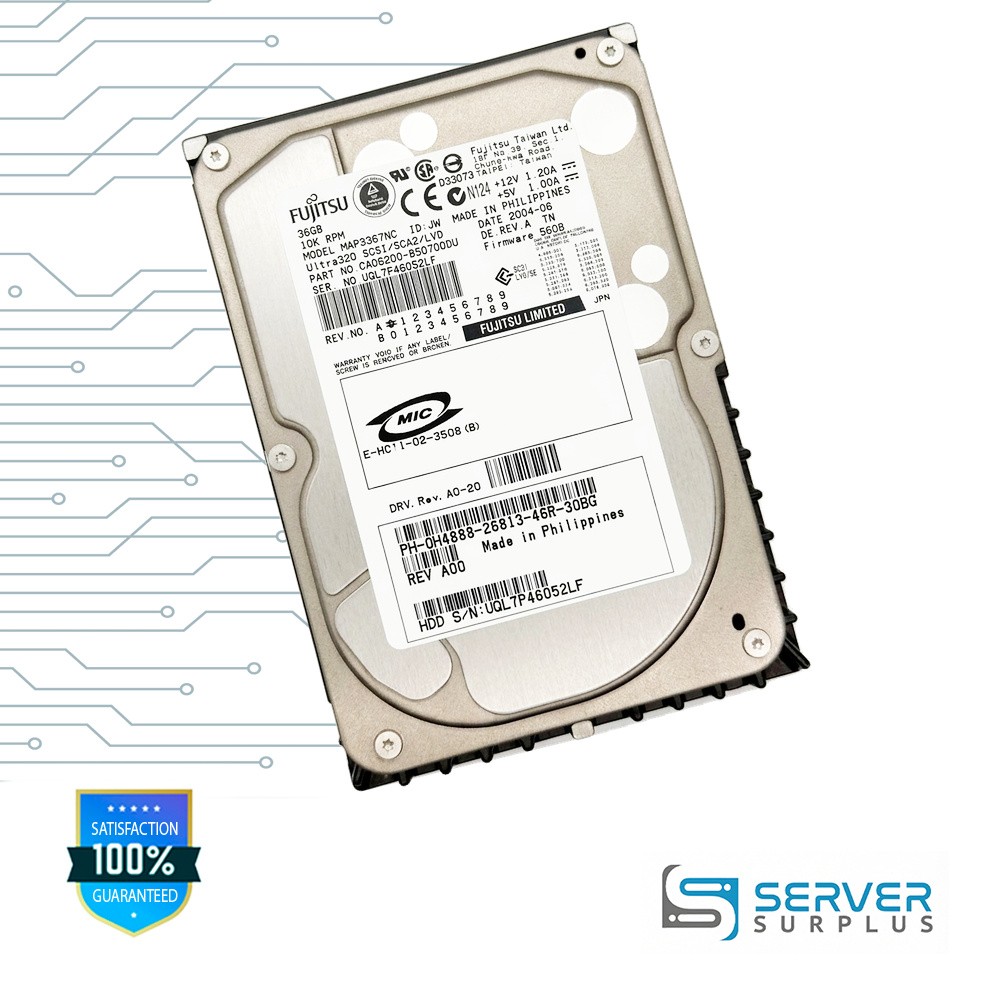 Fujitsu MAP3367NC 36GB SCSI 10K RPM 3.5 in Enterprise HDD | CA06200-B50700DU