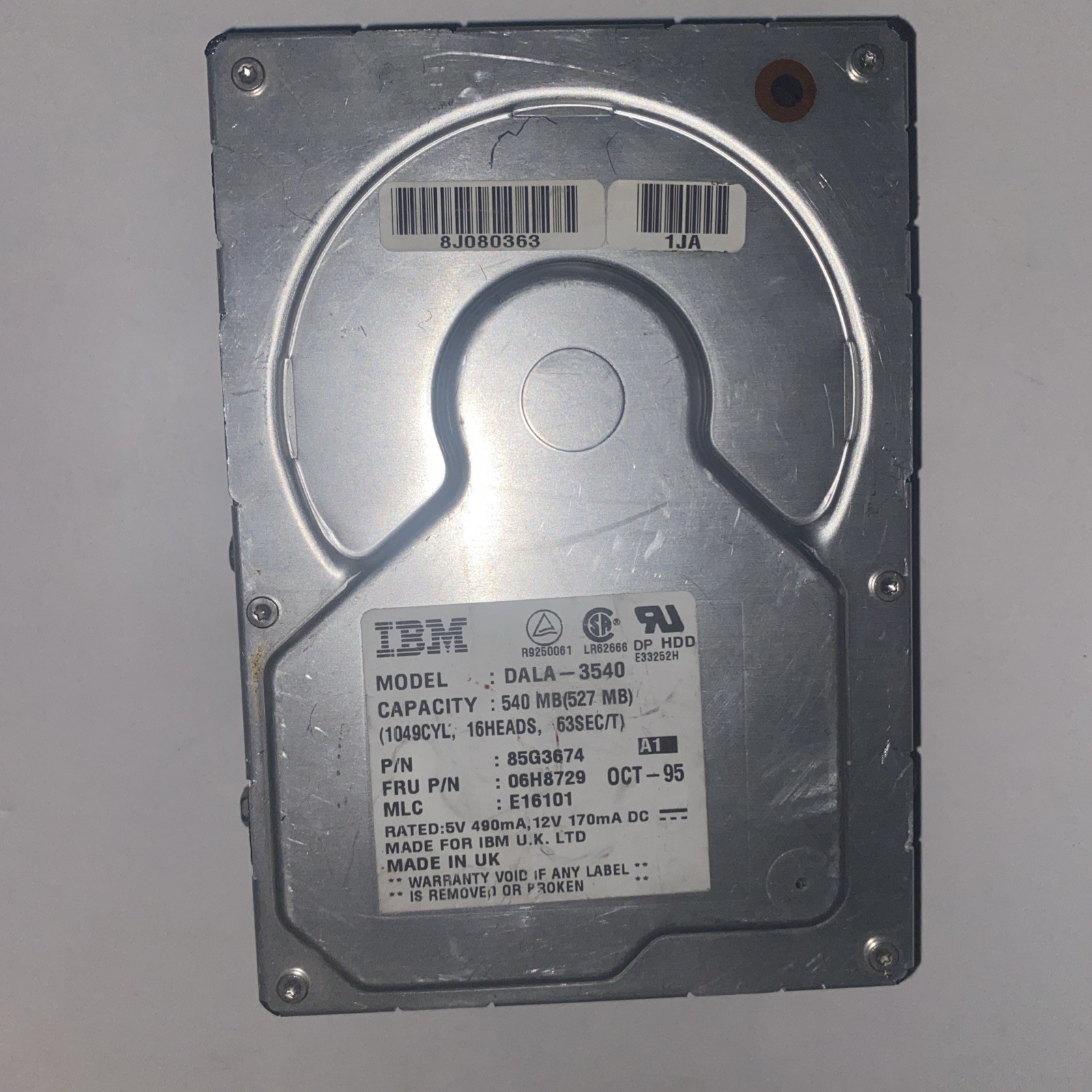 IBM DALA-3540 541MB 4500RPM IDE 3.5" Vintage Retro Hard Drive HDD 85G3863