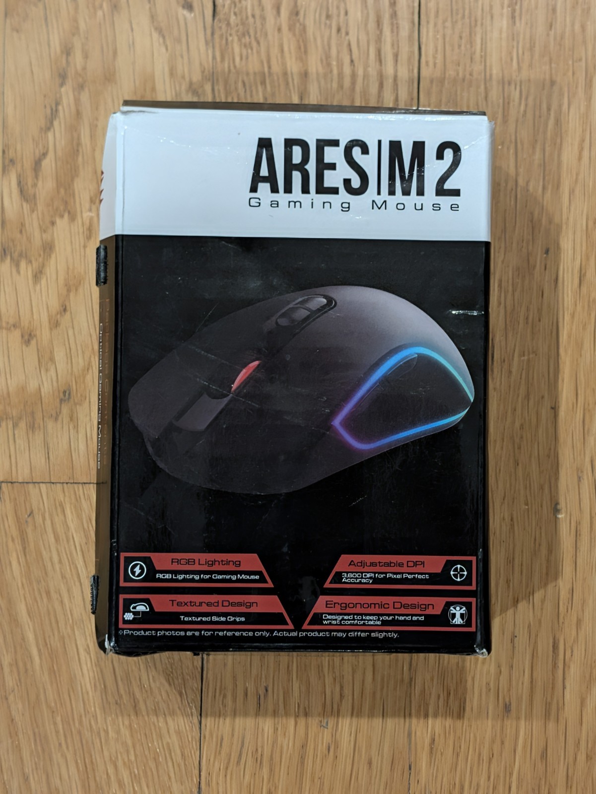 iBuyPower ARESIM2 Optical Gaming Mouse Wired USB RGB Lighting 7 Buttons Black