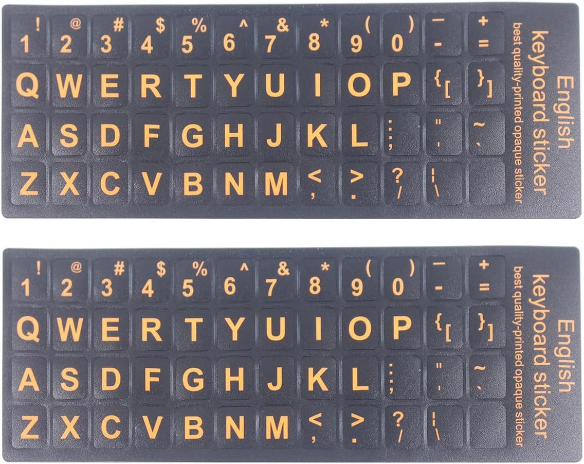 2PCS Matte Vinyl English Keyboard Stickers, Large English Letters Keyboard Repla