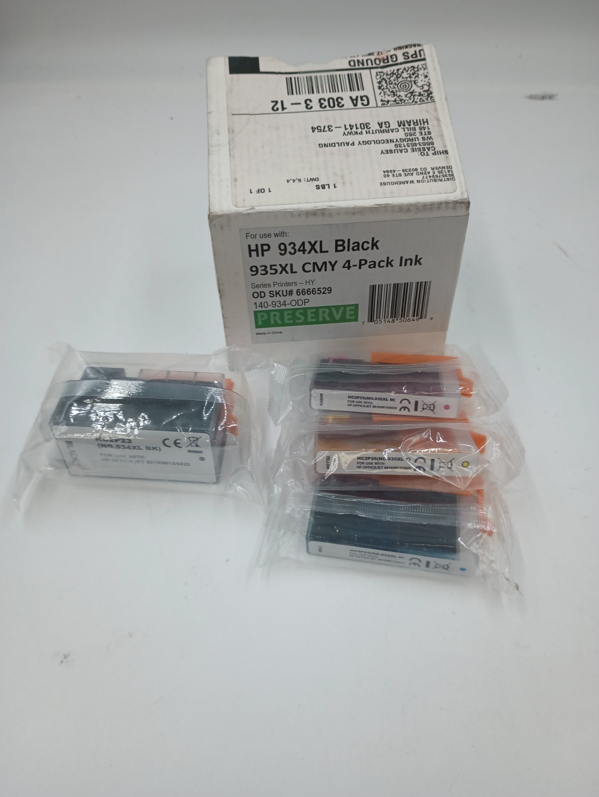 PRESERVE 4 PACK INK CARTRIDGES COMPATIBLE FOR HP 935XL CMY COLOR & 934XL BLACK