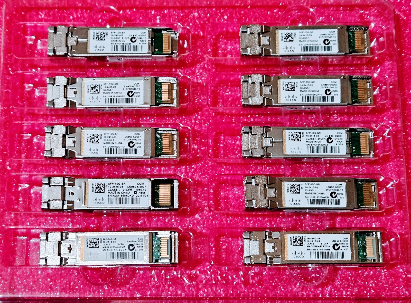 GENUINE Cisco SFP-10G-SR V03 850nm 10GBASE-SR SFP+ MMF 10-2415-03 Transceiver