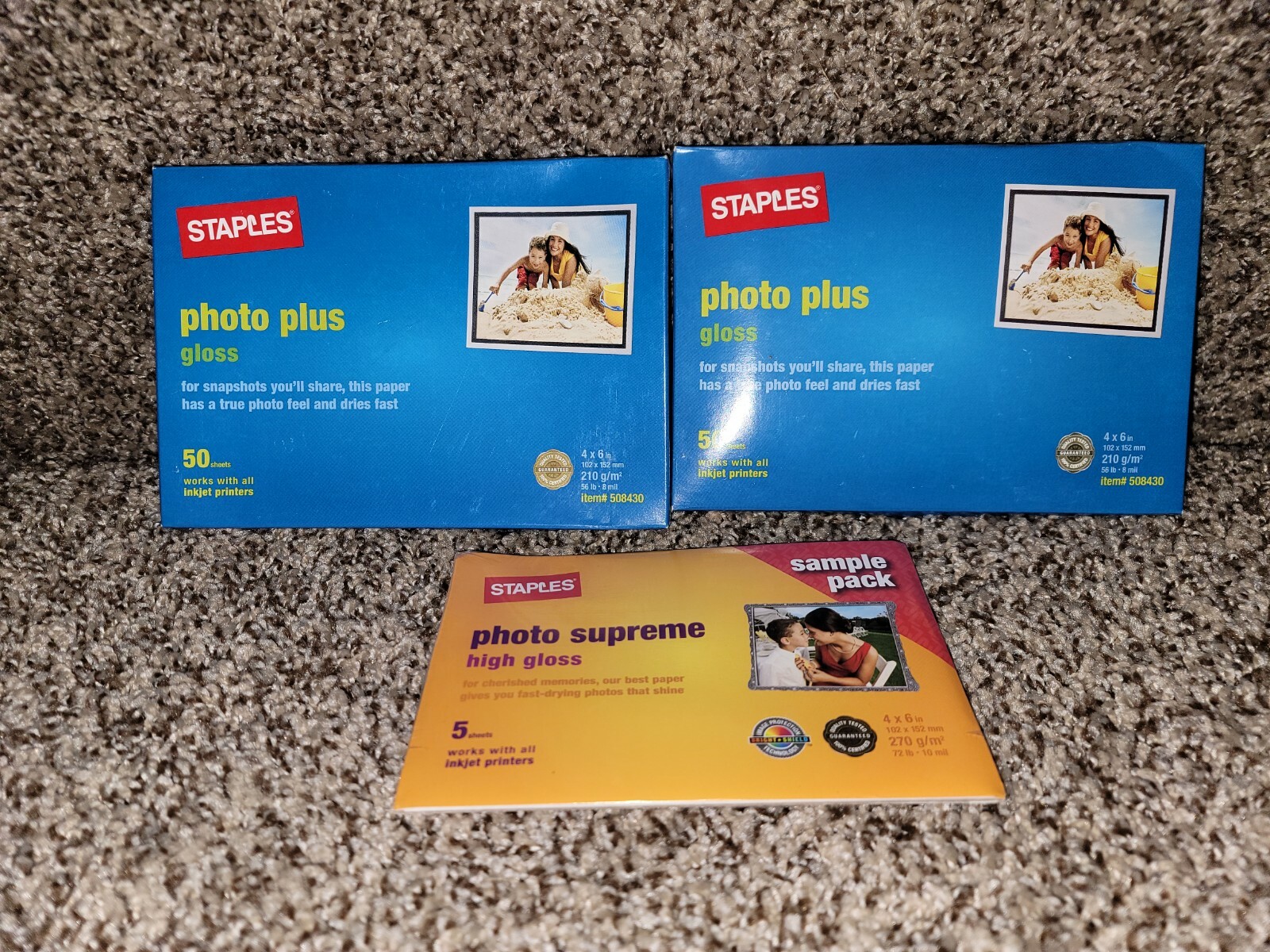 2 X Staples photo plus gloss 4 x 6“ 50 sheets works with all inkjet printers