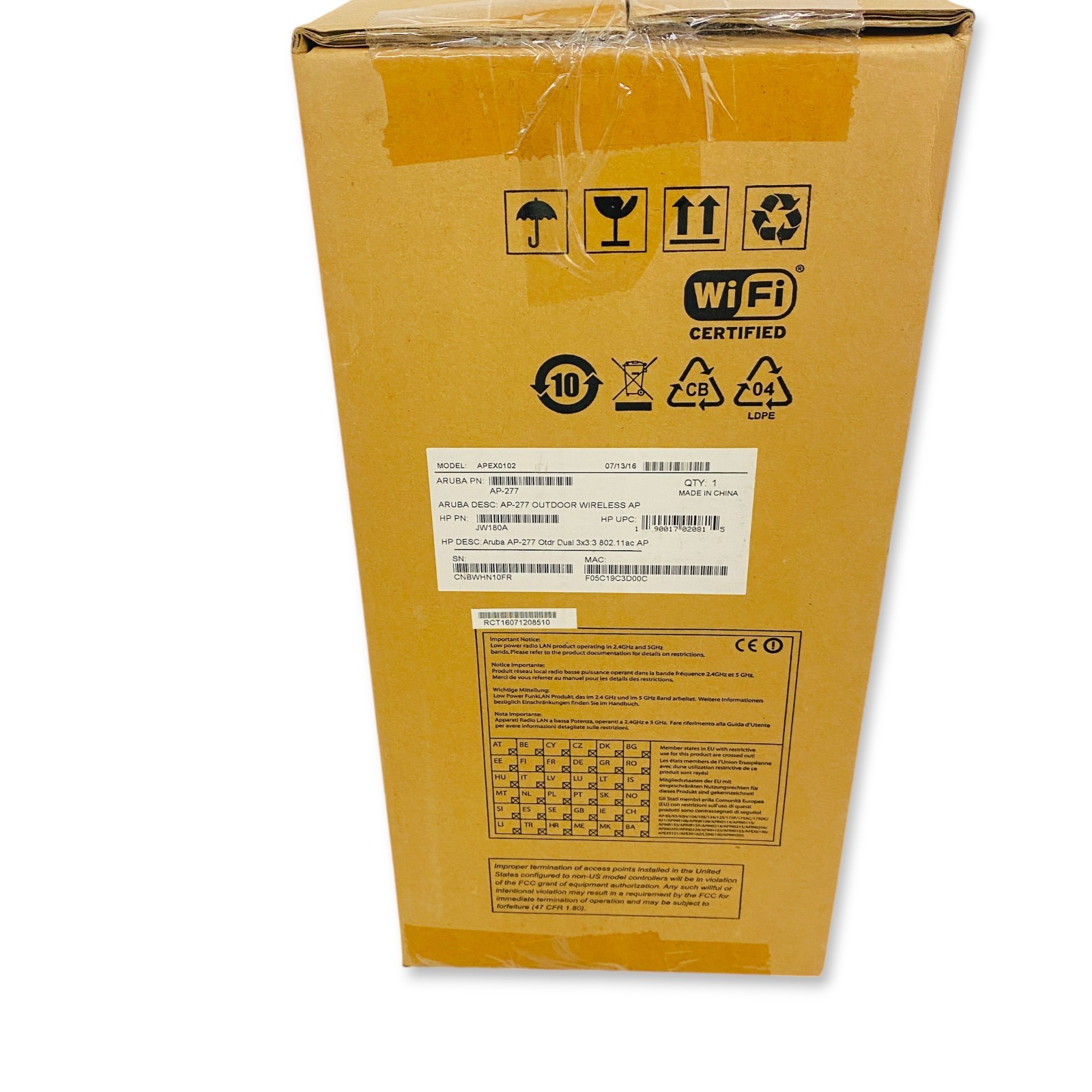 Aruba AP-277 Outdoor Wireless Access Point APEX0102 Dual 3x3:3 802.11ac - New