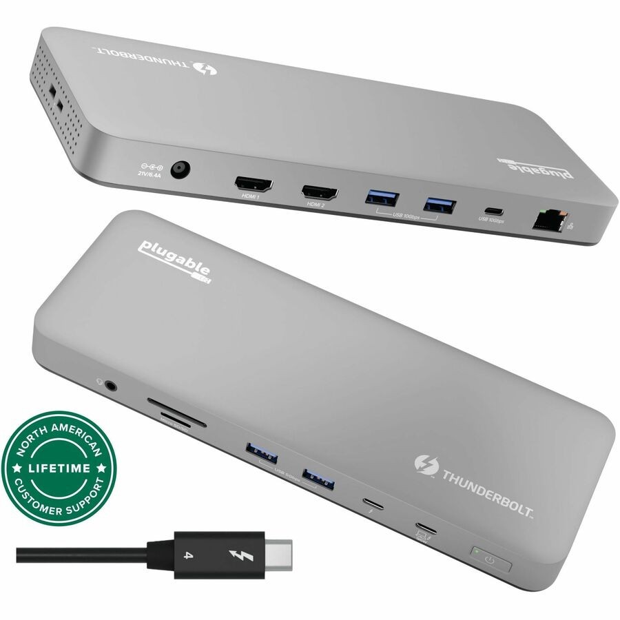 Plugable Thunderbolt 4 Dock for M4 MacBook Air & Pro: 100W Charging Driverless