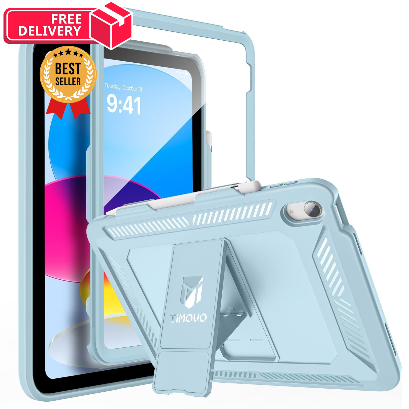 TiMOVO Rugged Case for iPad A16 11th Gen 11" & 10th 10.9", Sky Blue