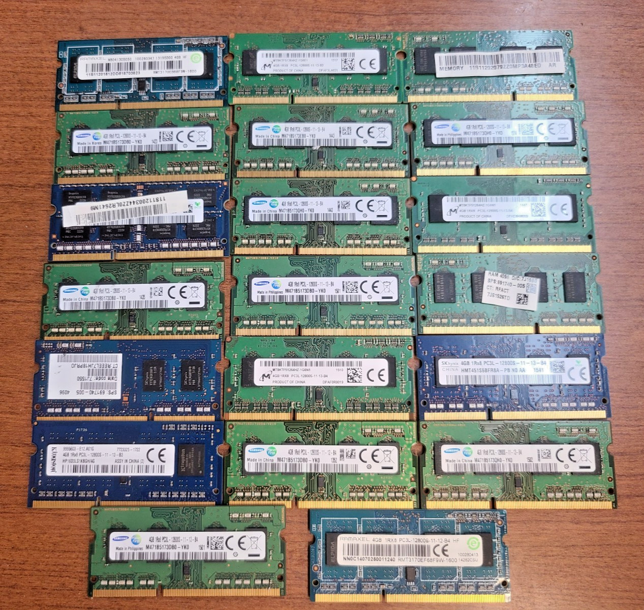 MIX LOT OF 20 X 4GB SAMSUNG SK HYNIX  KINGSTON RAMAXEL MICRON PC3L DDR3L 12800S