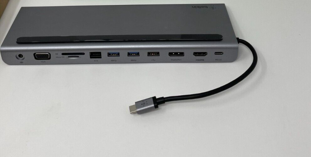 Belkin 11-in-1 USB-C Multiport Dock adapter for MacBook Windows PC  Gray