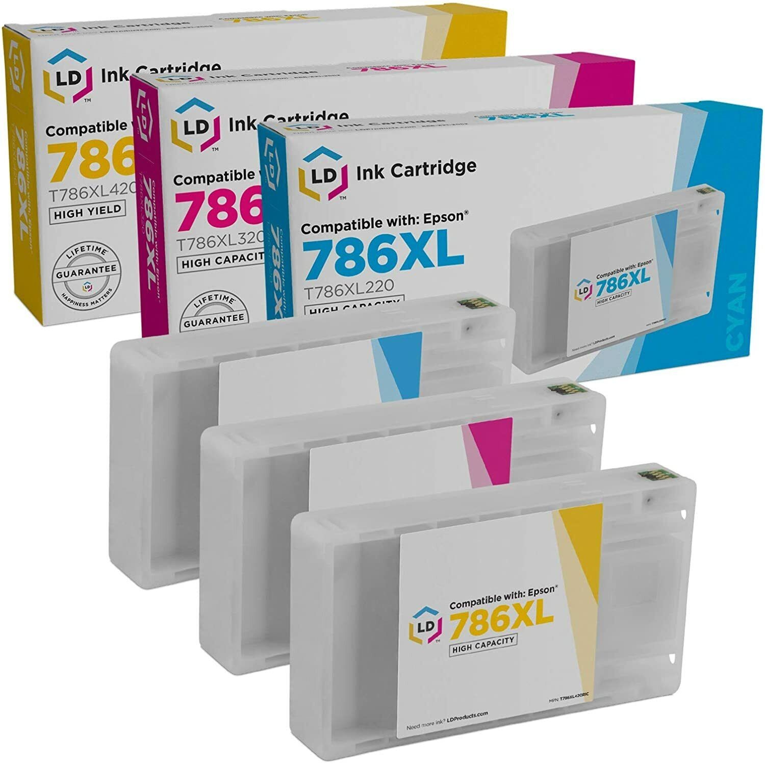 LD Replacement Epson 786XL High Yield Ink: Cyan, Magenta, Yellow 3-Pack