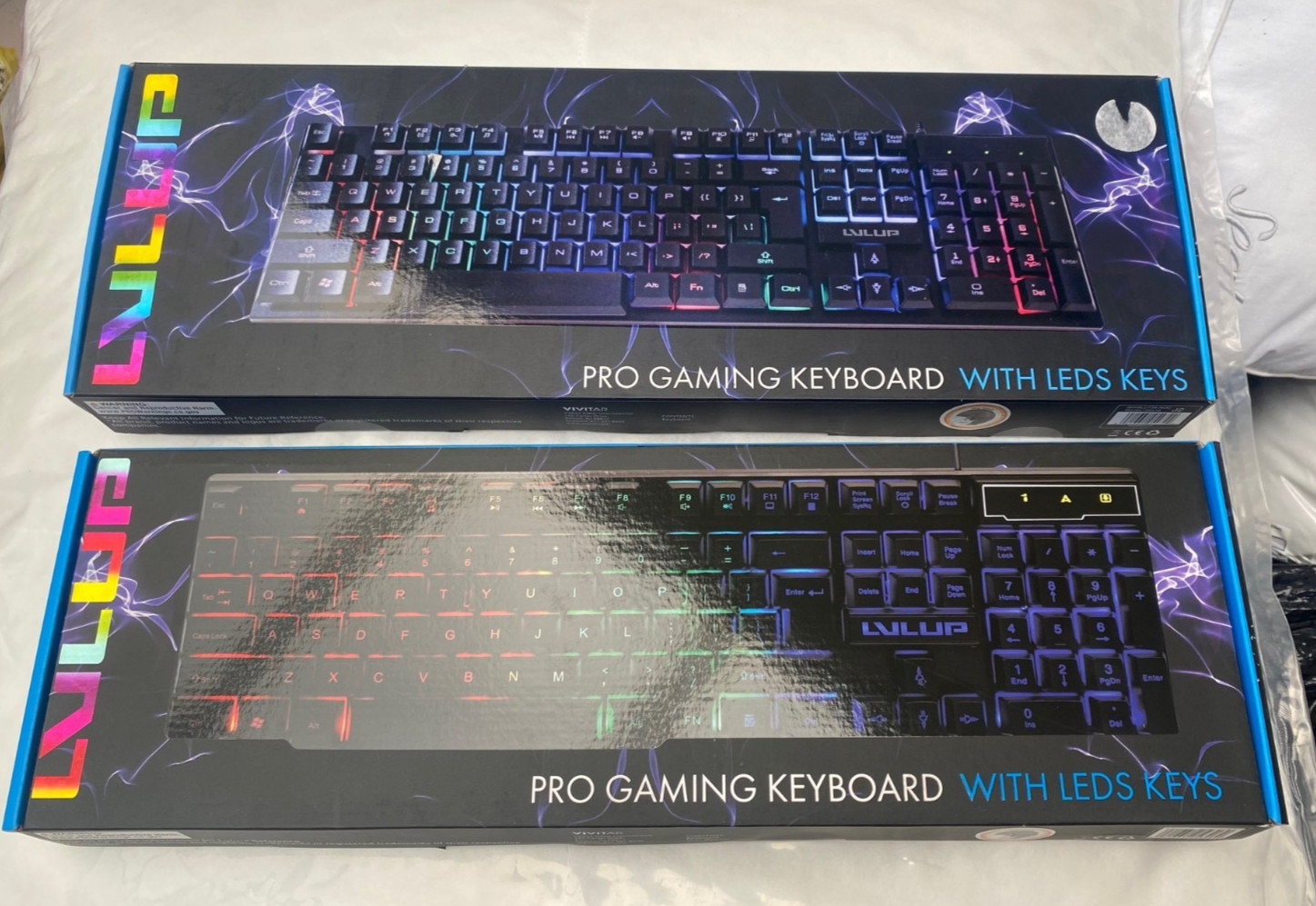 Lot Of 2 LVLUP Pro Gaming Keyboard w/ LED Keys LU734 Black - New