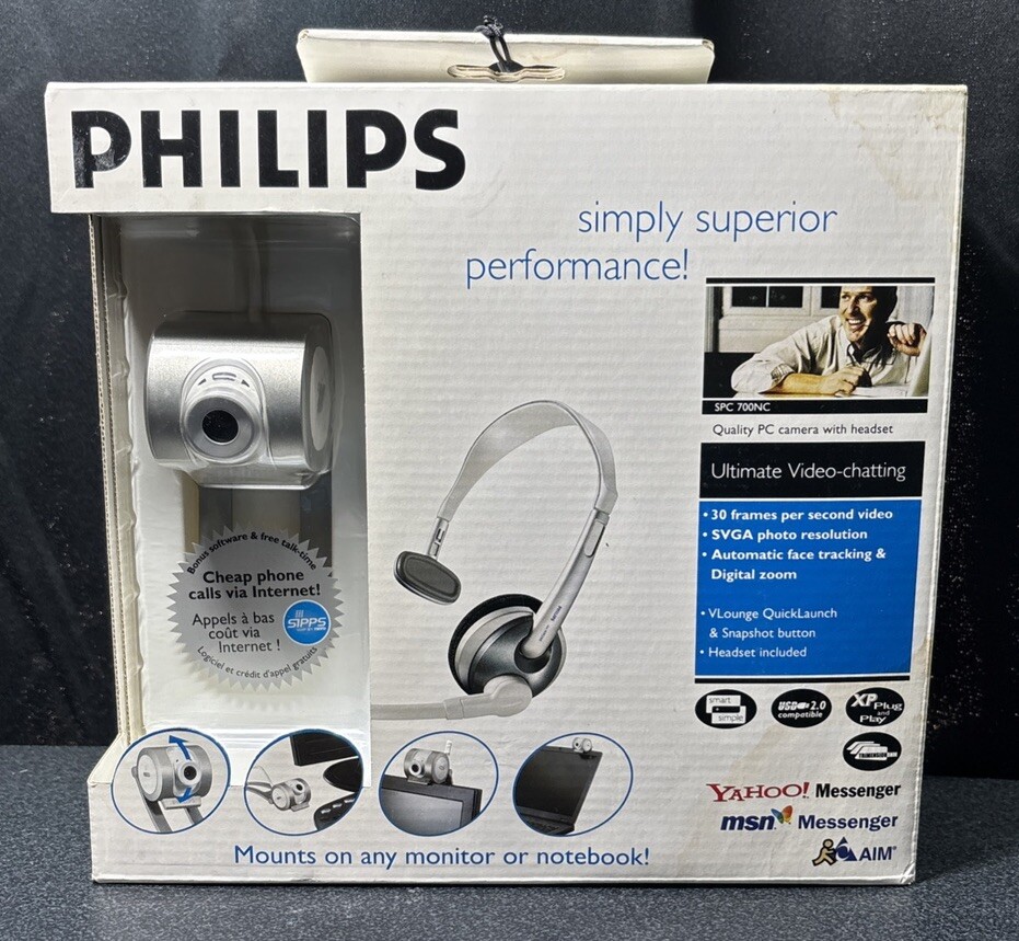 Philips Video-Chat Webcam Face Tracking Technology Video New Damage To Box