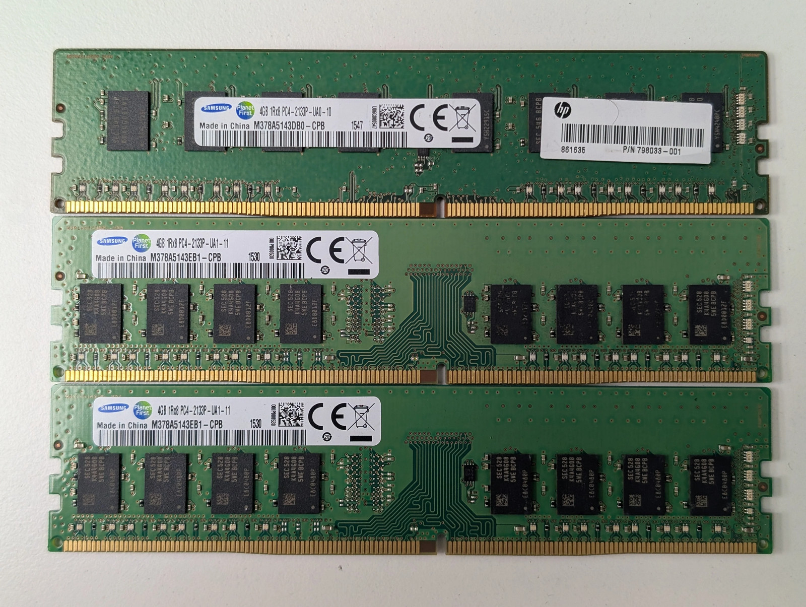 Samsung HP 4GB DDR4 2133MHz PC4-17000 UDIMM M378A5143EB1-CPB RAM Memory Lot Set