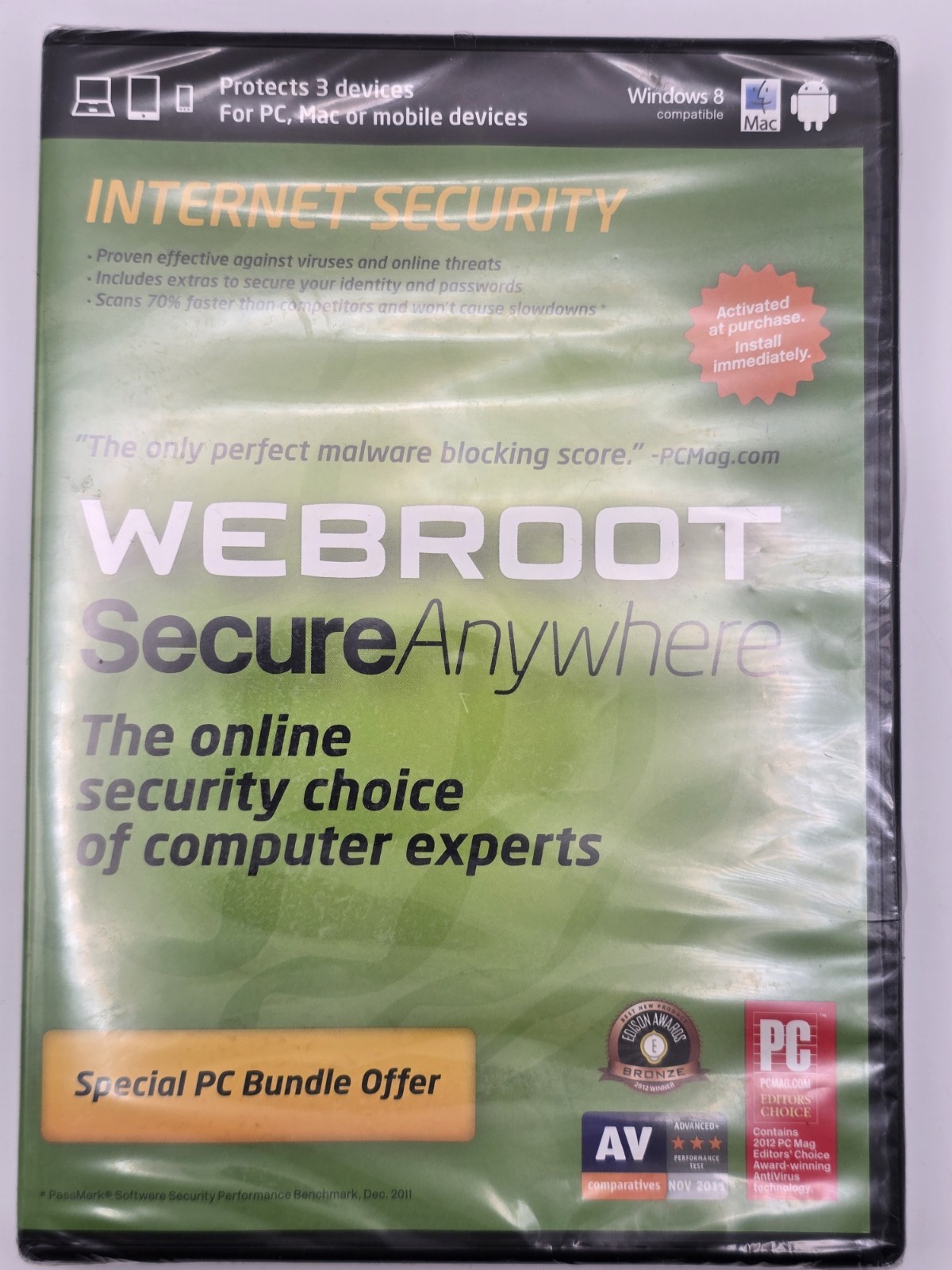 Webroot SecureAnywhere Internet Security 3 Devices PC Mac Mobile New Sealed