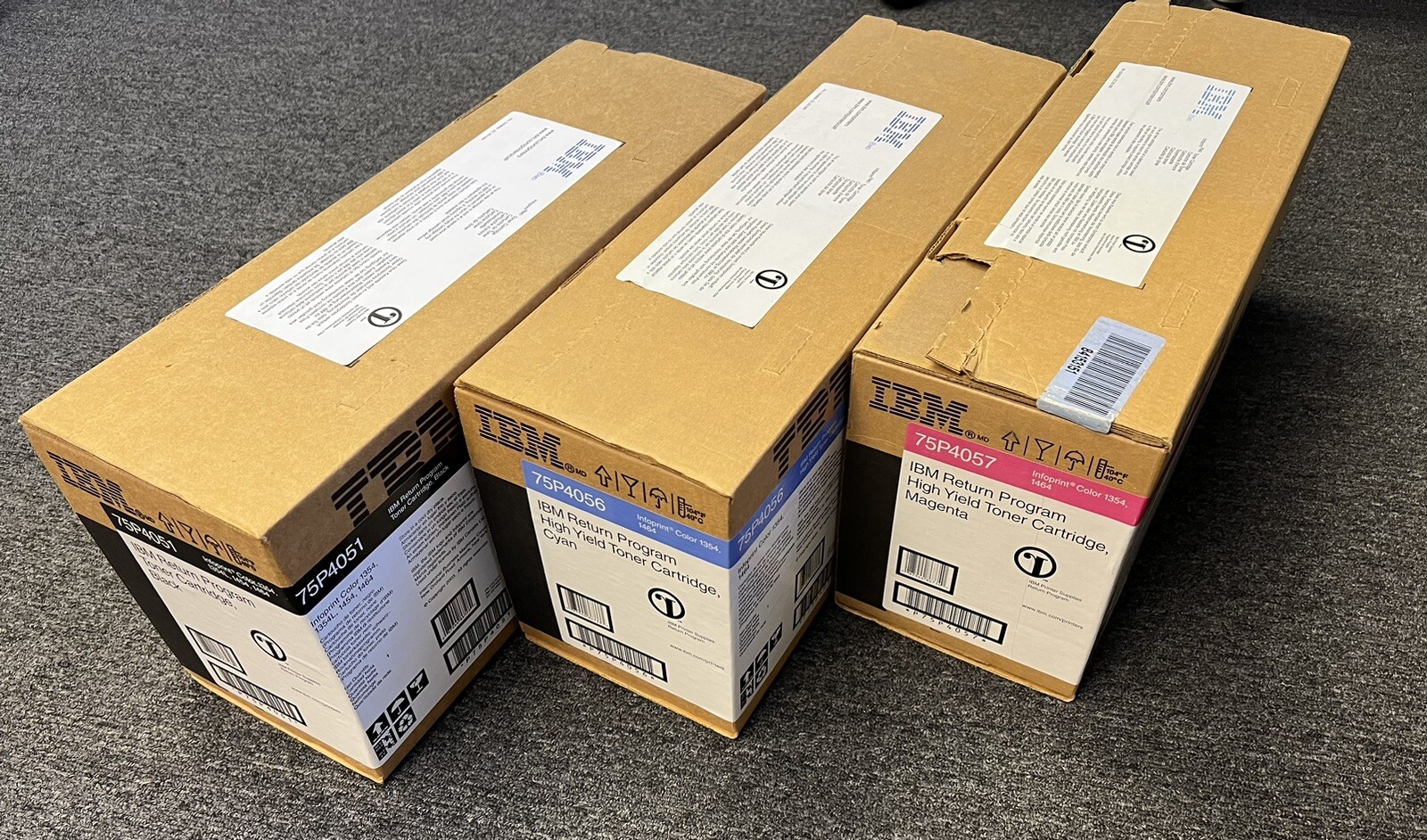 3 OEM IBM Infoprint Color 1354 and 1464 Toner Cartridge 75P4051 75P4056 75P4057
