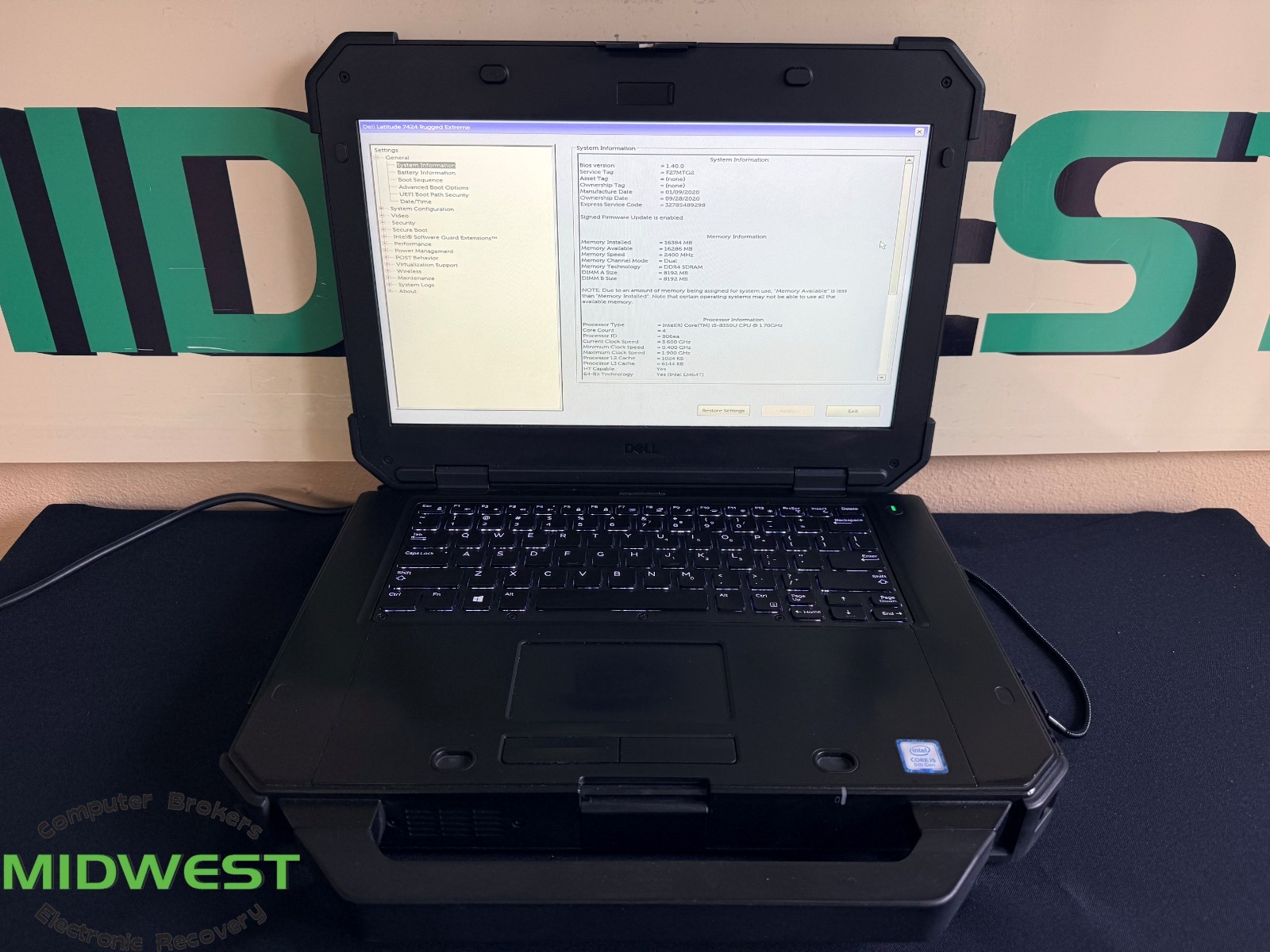 Dell Latitude 7424 Rugged Extreme i5-8350U 1.7GHz 16GB RAM No OS/HDD/SSD/Battery