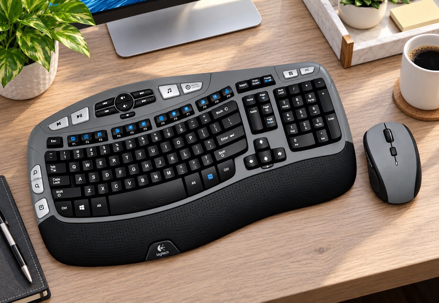 Logitech Corporate Series MK570 Comfort Wave K350 Wireless Keyboard Combo USB