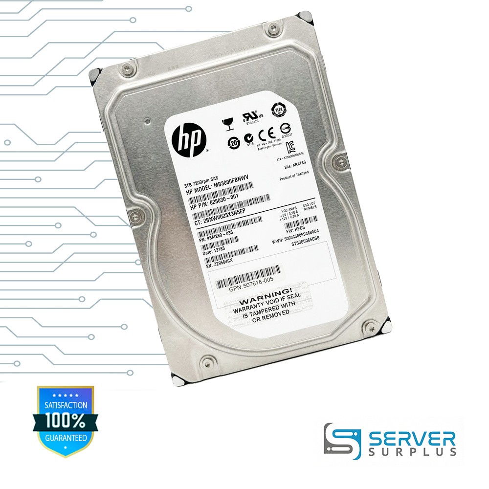 HP MB3000FBNWV 3TB SAS 7200 RPM 3.5 in Enterprise HDD | 625030-001