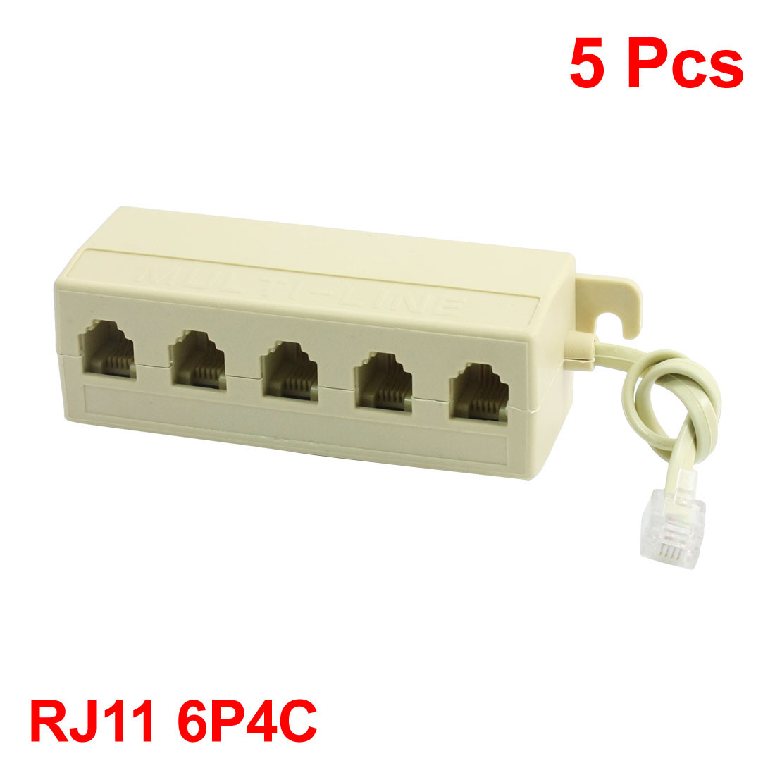 5pcs RJ11 6P4C to 6P4C M-5F 5 Way Telephone Line Modular Splitter