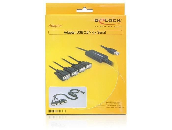 Delock 61887 Adapter USB 2.0 Type-A Male <gt/> 4 x Serial RS-232 DB9 ma/ma ~E~