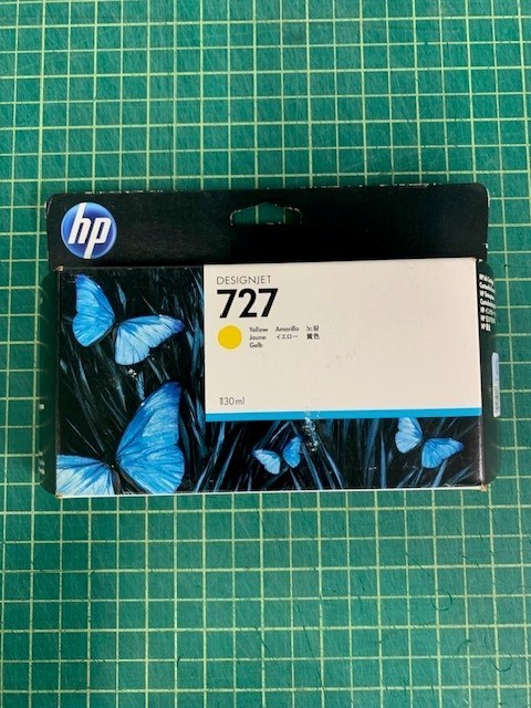 New Genuine HP 727 Yellow Ink Cartridge 130ml Designjet T1500 T2500 B3P21A