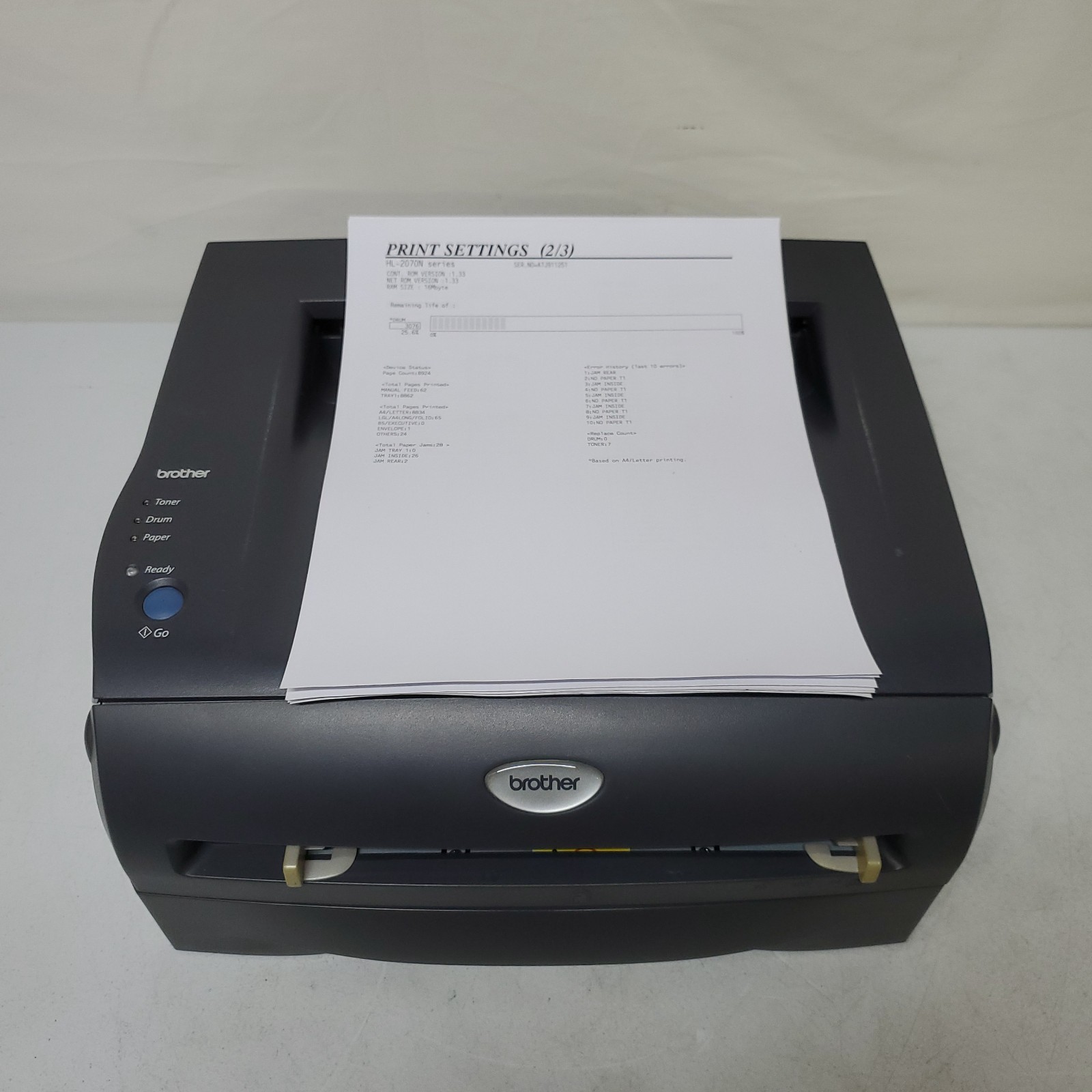 Brother HL-2070N Black & White Laser Printer 9K Pages W/Toner Network USB