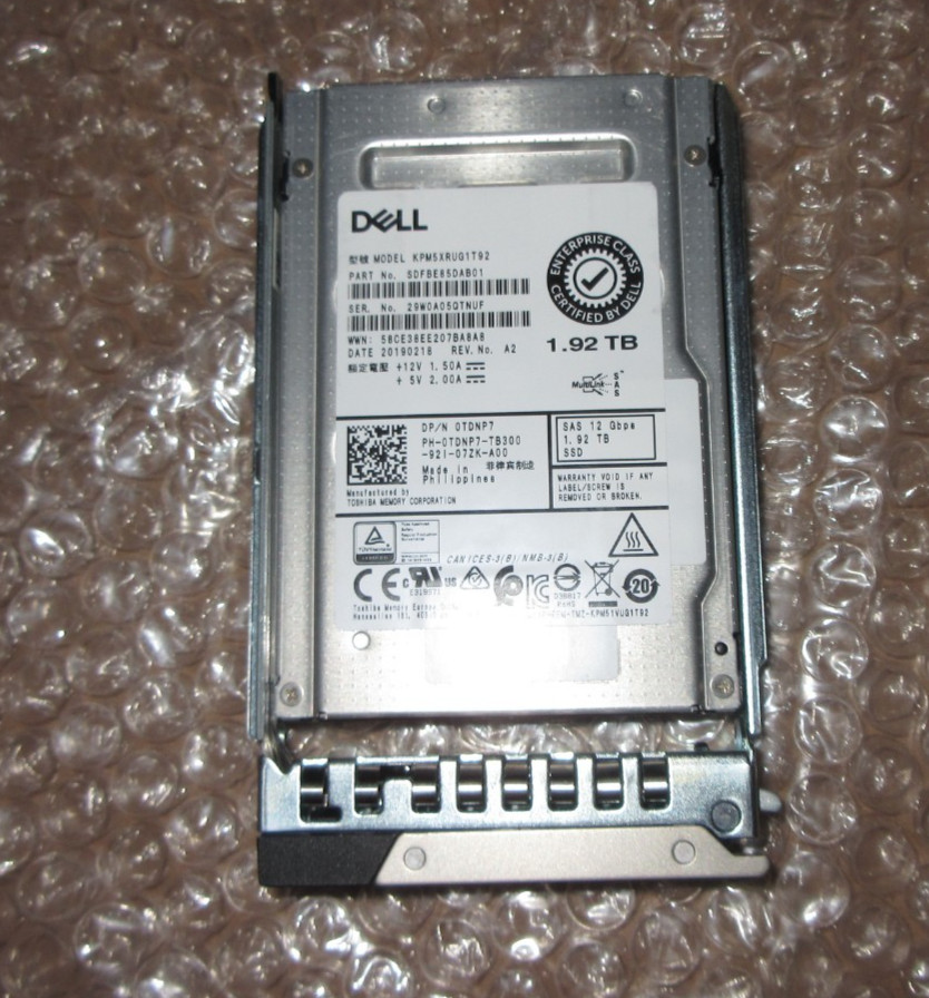 Dell EMC Kioxia/KPM5XRUG1T92/1.92TB SAS 12Gbps SSD-0TDNP7 SDFBE85DAB01