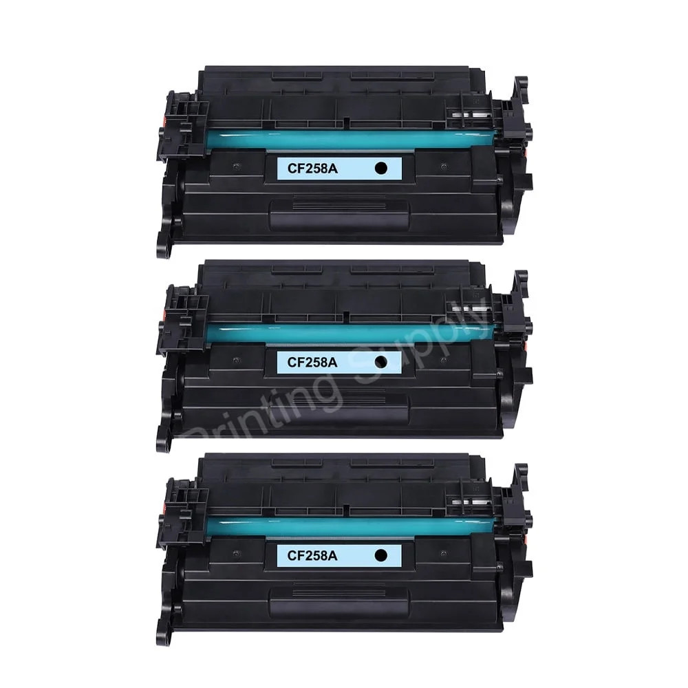 3-Pack Black Toner Cartridge No Chip Fits CF258A 58A M404Dn M404Dw MFP M428Dw M4