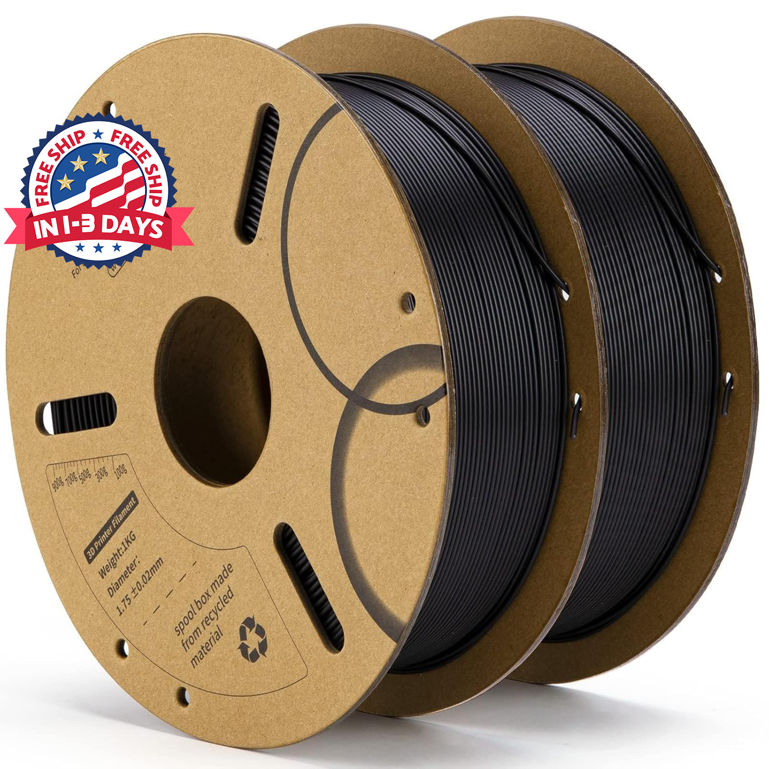 Paquete de filamentos para impresora 3D, PLA, 1,75 mm, Negro, mate US NUEVO