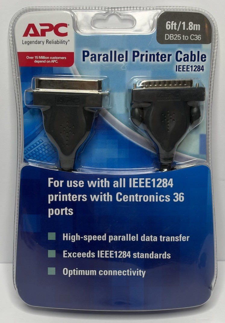 Vintage Parallel Printer Cable IEEE-1284 DB25M To CN36M 6FT