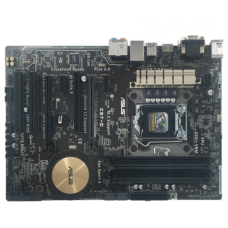 For ASUS Z97-C LGA 1150 Intel Z97 USB3.0 ATX Motherboard VGA+DVI+ Tested OK