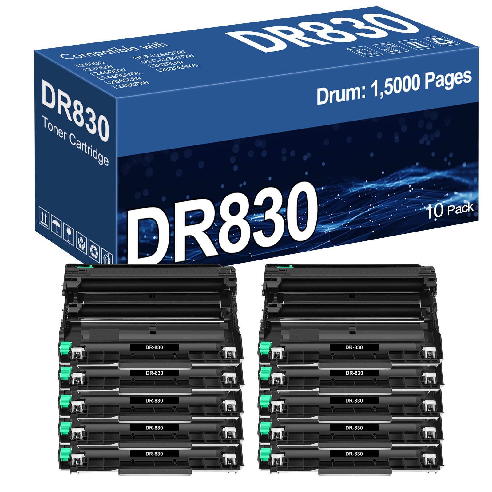 10PK DR830 Drum Unit Replacement for Brother HL-L2460DW HL-L2460DWXL HL-L2465DW