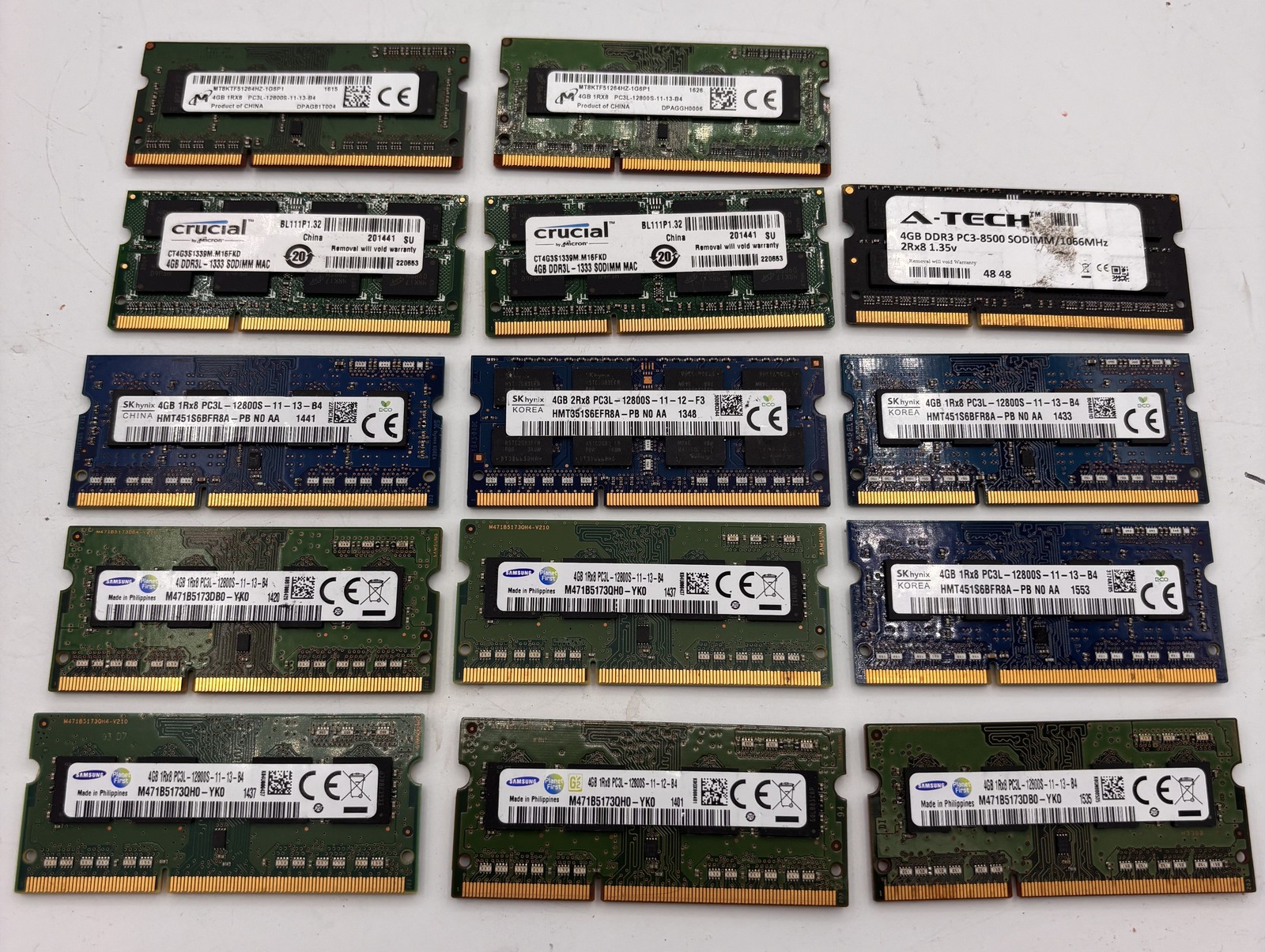 Lot of 14x 4GB DDR3L PC3-10600S PC3-12800S SODIMM RAM Laptop Memory Mix