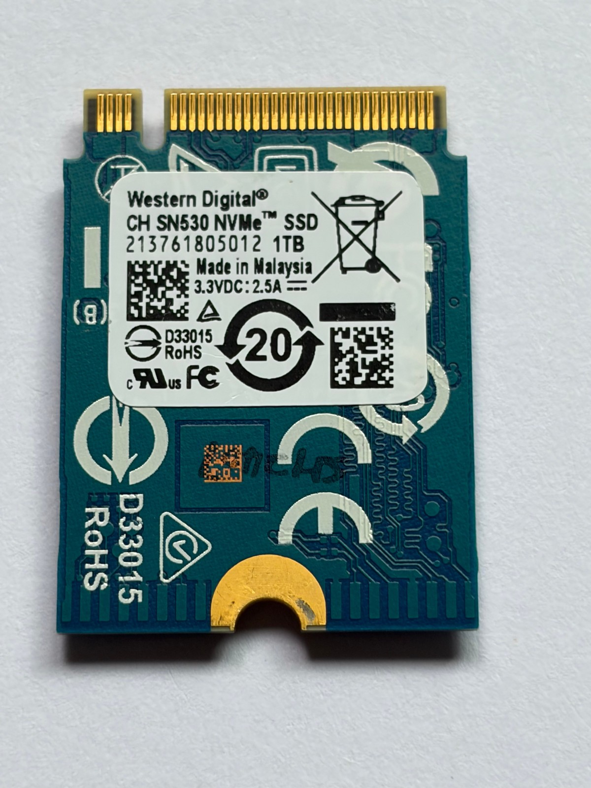 WD CH SN530 1TB M.2 2230 SSD NVMe PCIe 4.0x2 For Xbox Expansion Card Health 100%